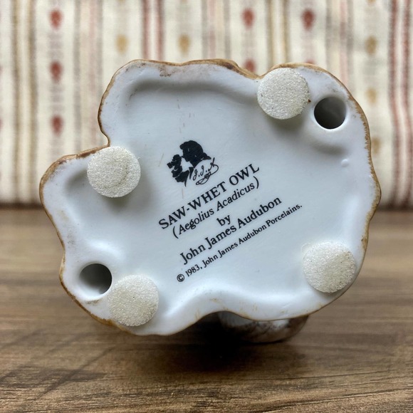 John James Audubon, Saw Whet Owl, Vintage 80s Ceramic Owl Figure - Picture 8 of 10